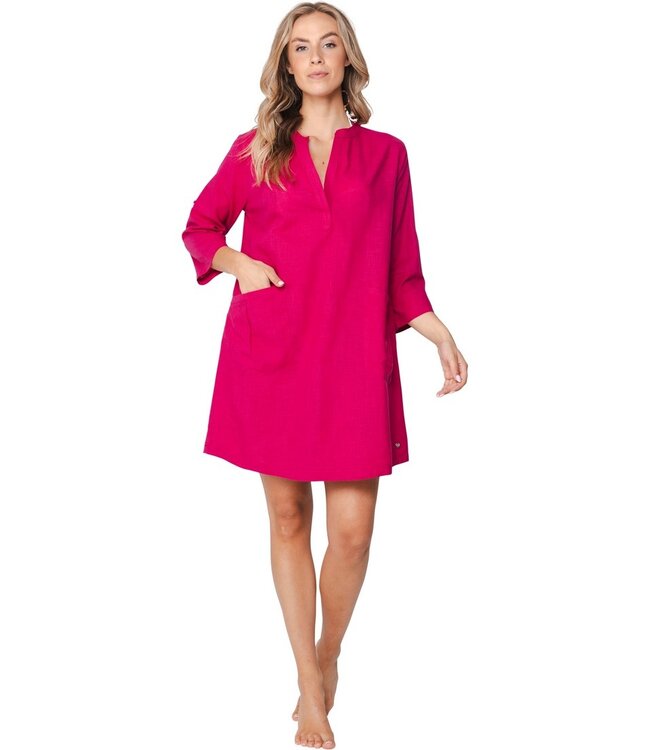 roze katoenen dames strand tuniek 3/4 mouw chic fabulous beach
