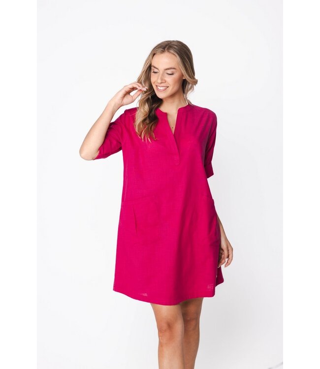 rose pink 3/4 sleeve cotton woven beach tunic chic fabulous beach