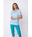 katoenen dames pyjama 3/4 korte mouw met 5 knopen Bold Blue Flower