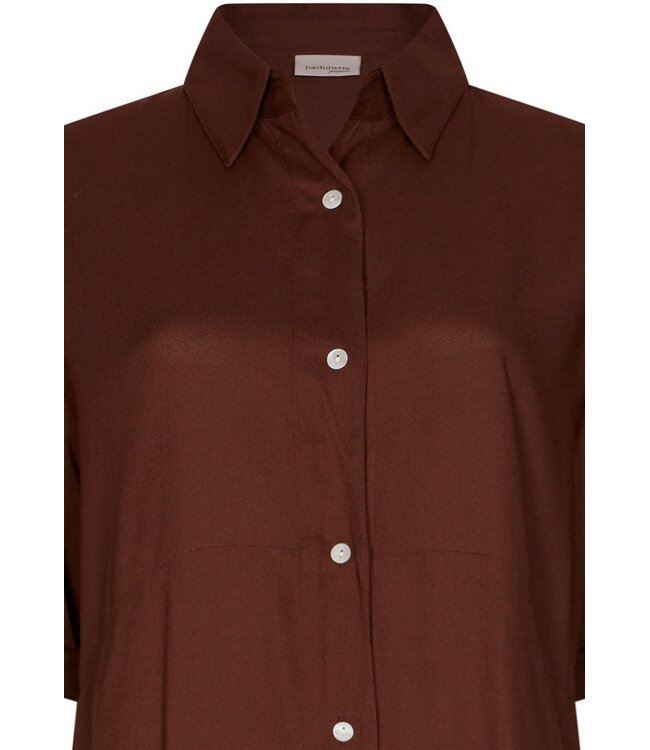 donkerbruine, extra lange viscose strandblouse sunny day