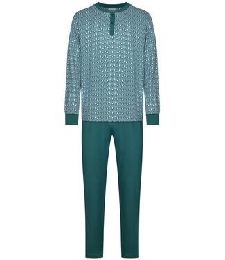 Pastunette for Men groene katoenen heren pyjama met knopen Geometric Groove