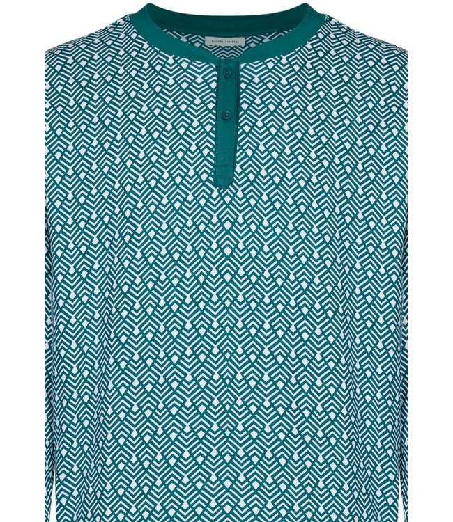groene katoenen heren pyjama met knopen Geometric Groove