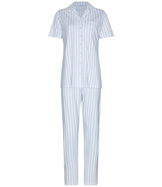 Pastunette katoenen doorknoop dames pyjama korte mouw Blue Stripes