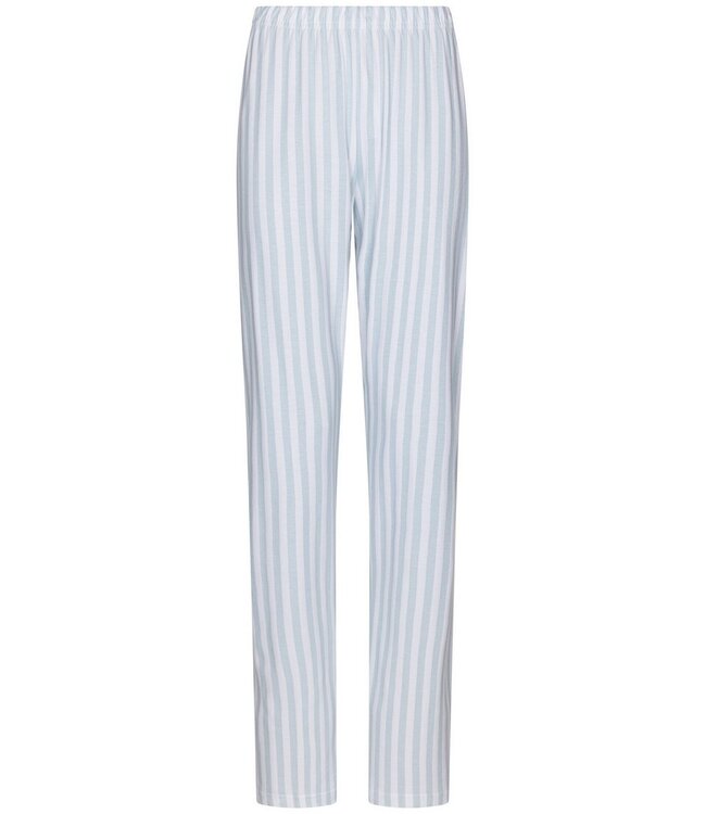 ladies short sleeve full button cotton pyjama blue stripes