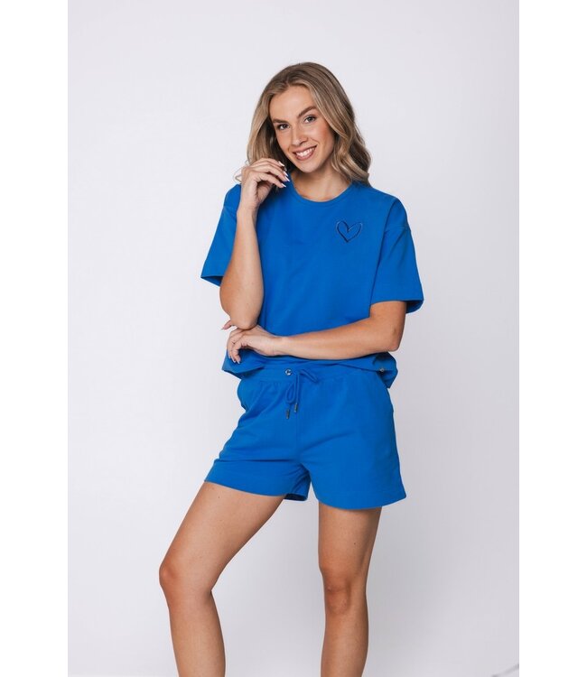 cobalt blue short sleeve cotton french terry shory set true blue