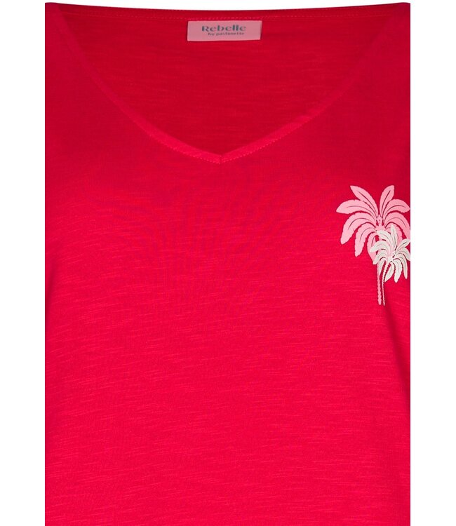 framboos roze biologisch katoenen dames mouwloos nachthemd palm waves