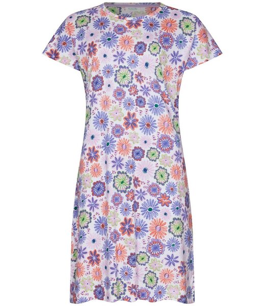 Rebelle lilac short sleeve organic cotton nightdress fabulously flowerly