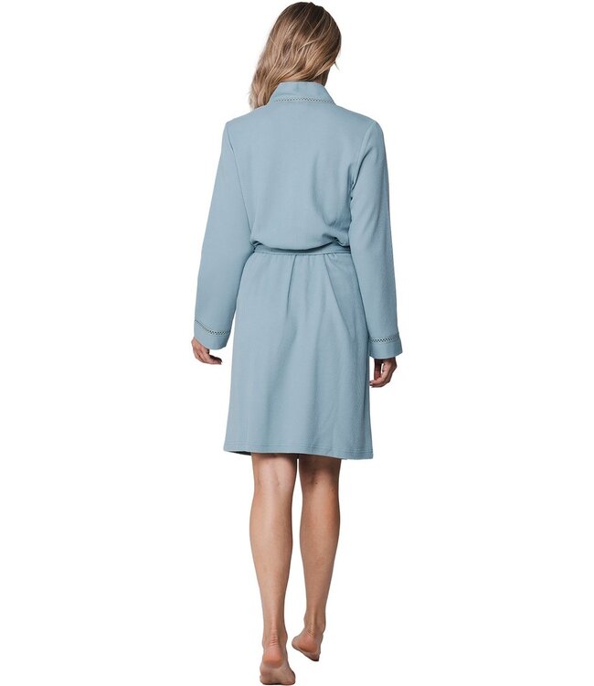 micro-wafel kimono damesochtendjas katoenmix Summer Aqua