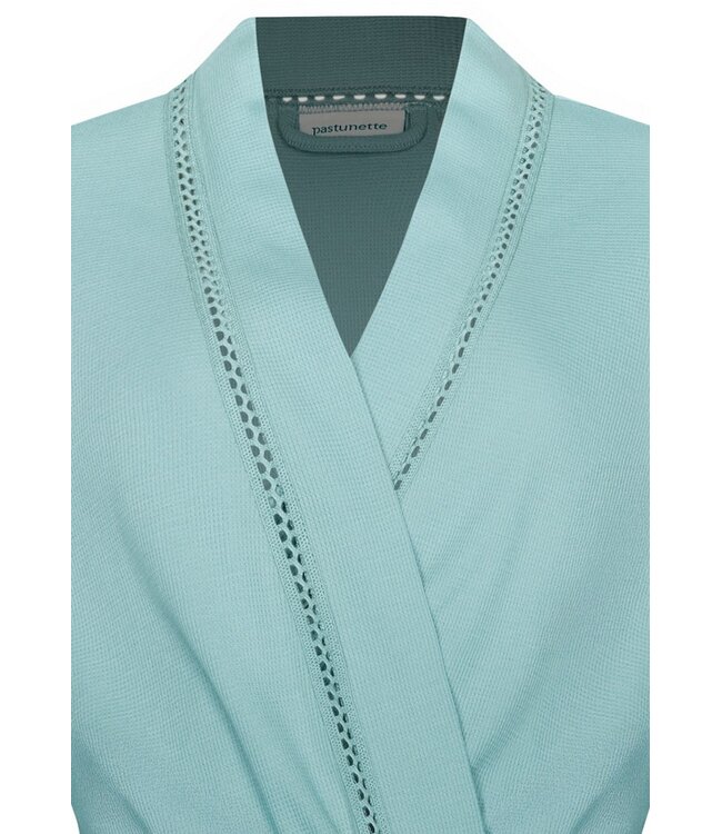ladies micro-waffle cotton-mix kimono style robe summer aqua blue