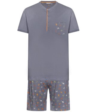 Pastunette for Men men's trendy grey cotton shorty set with buttons neck sport it up