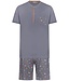 men's trendy grey cotton shorty set with buttons neck sport it up