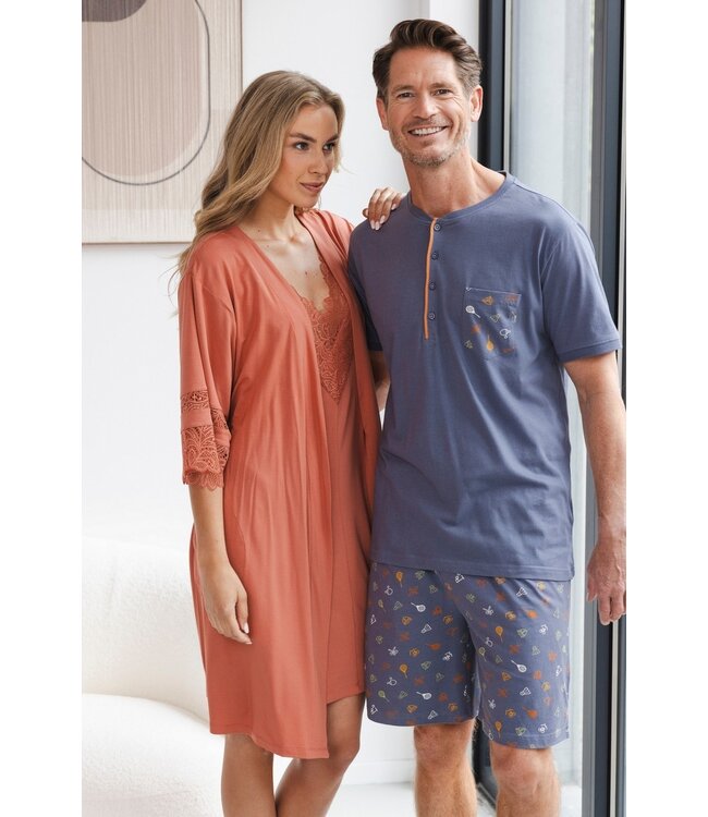 men's trendy grey cotton shorty set with buttons neck sport it up