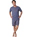men's trendy grey cotton shorty set with buttons neck sport it up