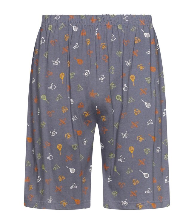 trendy grijze katoenen heren shorty set met knopen Sport It Up