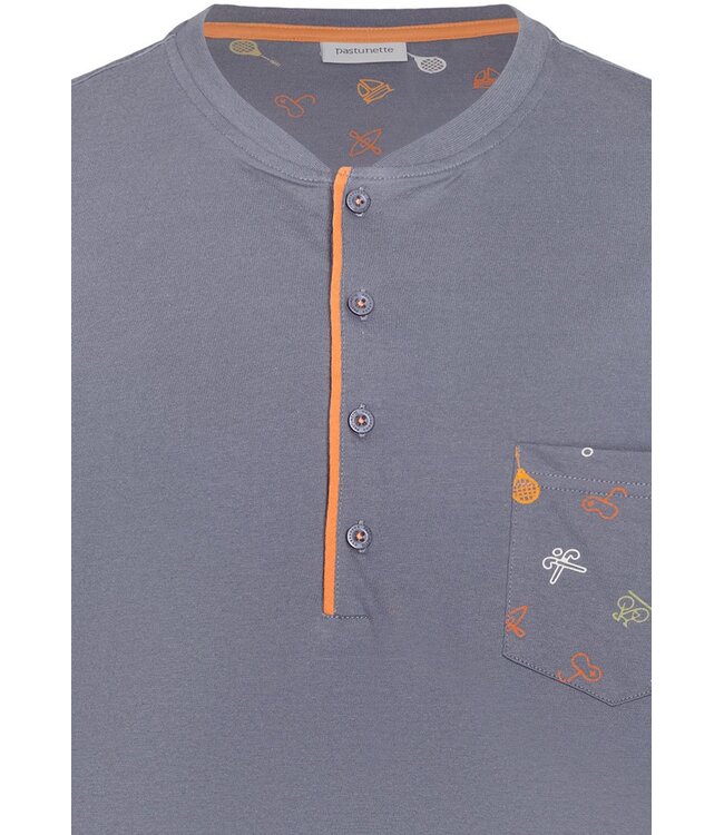 men's trendy grey cotton shorty set with buttons neck sport it up