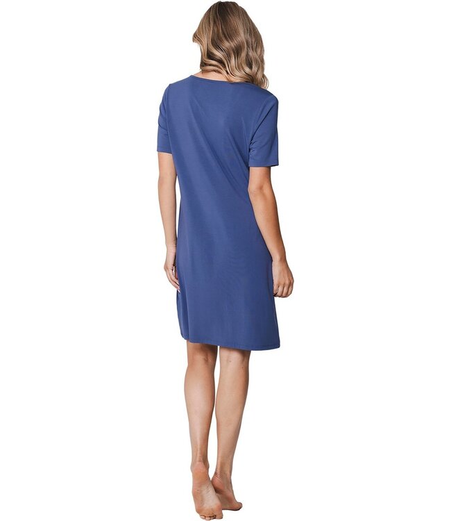 ladies short sleeve modal-elastane summer nightdress floral lace