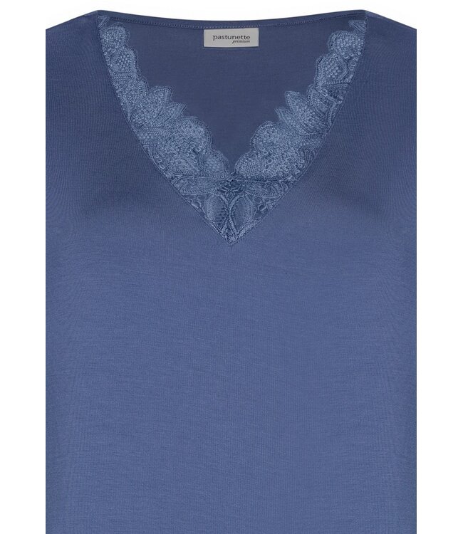 modal-elastaan zomers dames nachthemd met korte mouwen Floral Lace