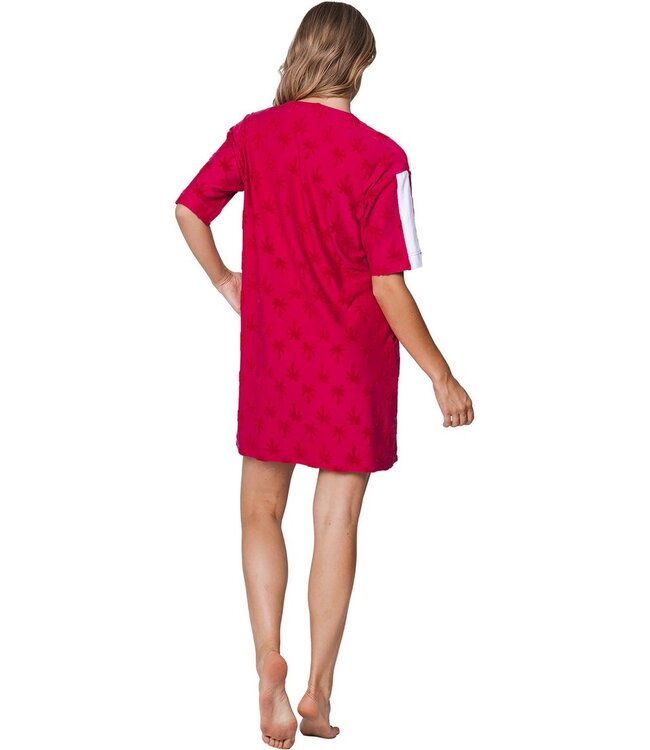 framboos roze embossed badstof strandjurk chic sporty palm