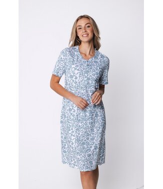 Pastunette ladies short sleeve organic cotton nightdress with buttons floral art