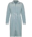 ladies pale blue velvet morninggown with zip velvet blue stripes