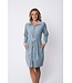 ladies pale blue velvet morninggown with zip velvet blue stripes