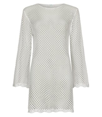 Rebelle Beach white long flared sleeve see-through beach dress lacey beach
