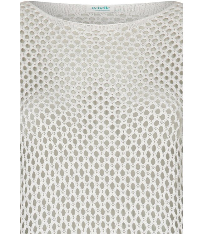 wit see through strandjurk met uitlopende mouw lacy beach