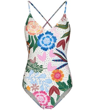 Rebelle Beach soft cup dames badpak met verstelbare bandjes tropical flower