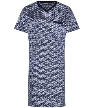 Pastunette for Men blauw katoenen heren nachthemd v-hals Chain Link