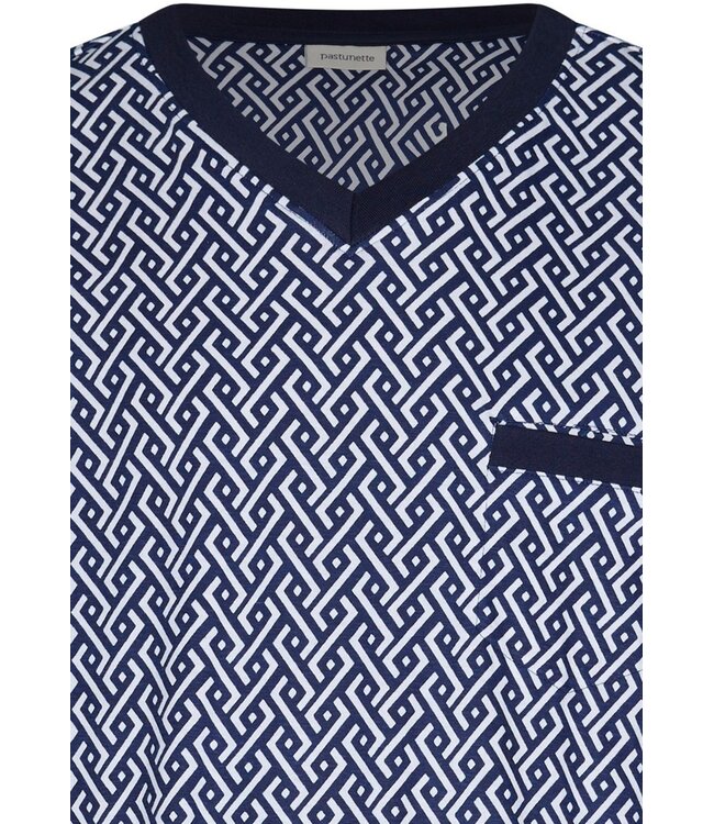 blauw katoenen heren nachthemd v-hals Chain Link