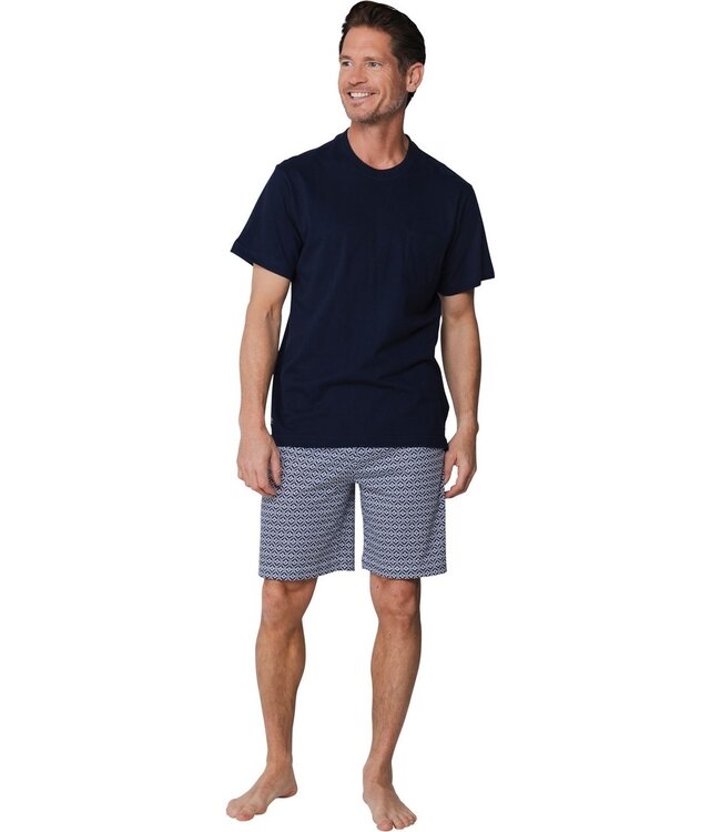 donkergrijze heren shortama van katoen met ronde hals Cool Comfort