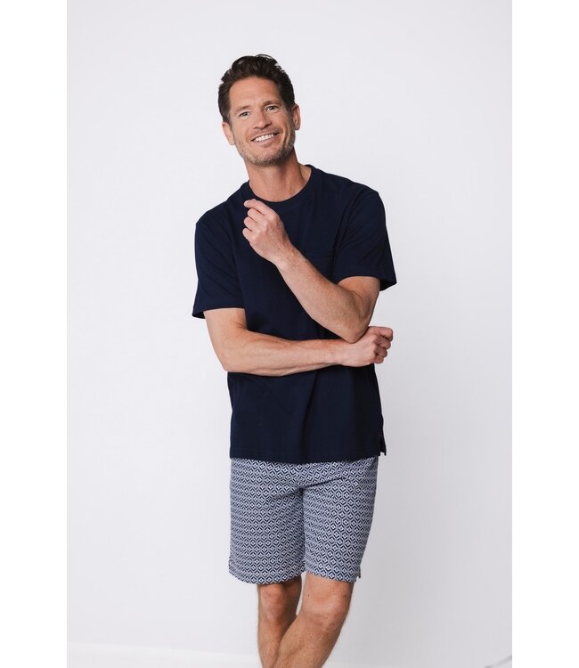 donkergrijze heren shortama van katoen met ronde hals Cool Comfort