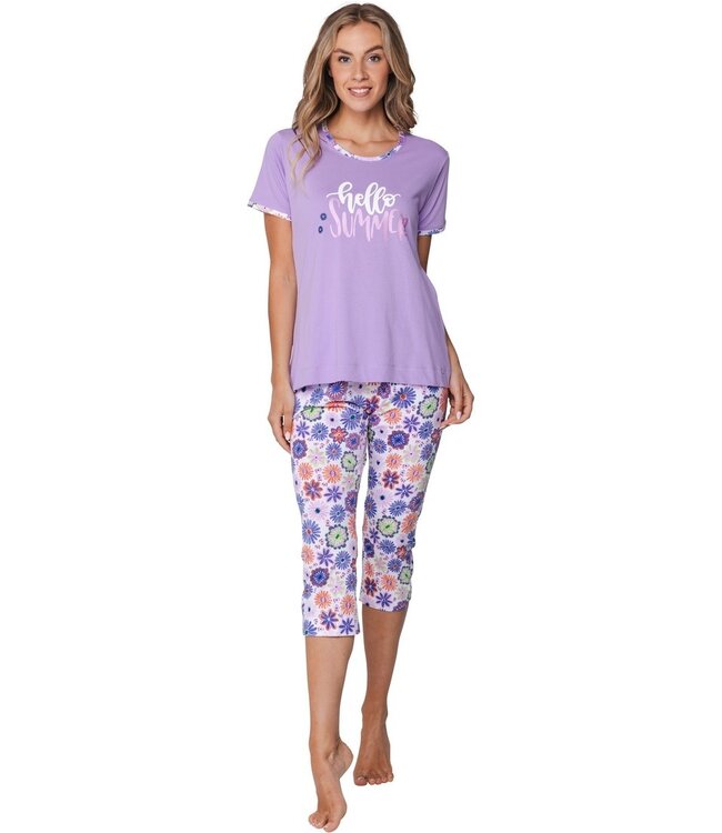 biologisch katoenen dames pyjama set korte mouw fabulously flowerly