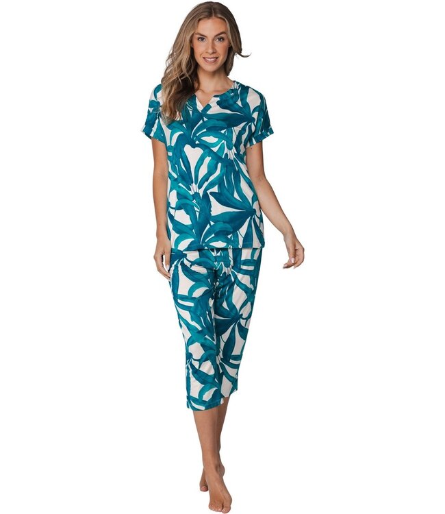luxe viscose-elastaan dames pyjama korte mouw Sky Blue Dreams