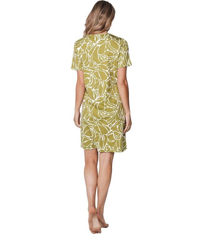 ladies short sleeve cotton-modal nightdress pretty green flower