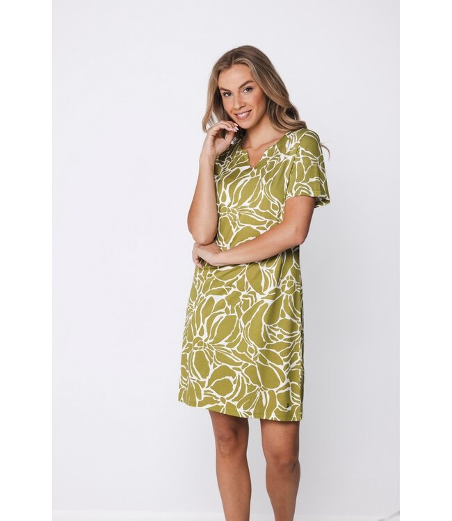 ladies short sleeve cotton-modal nightdress pretty green flower