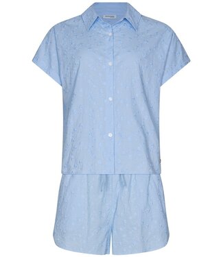 Pastunette Premium full button short sleeve cotton shorty set pretty blue flower