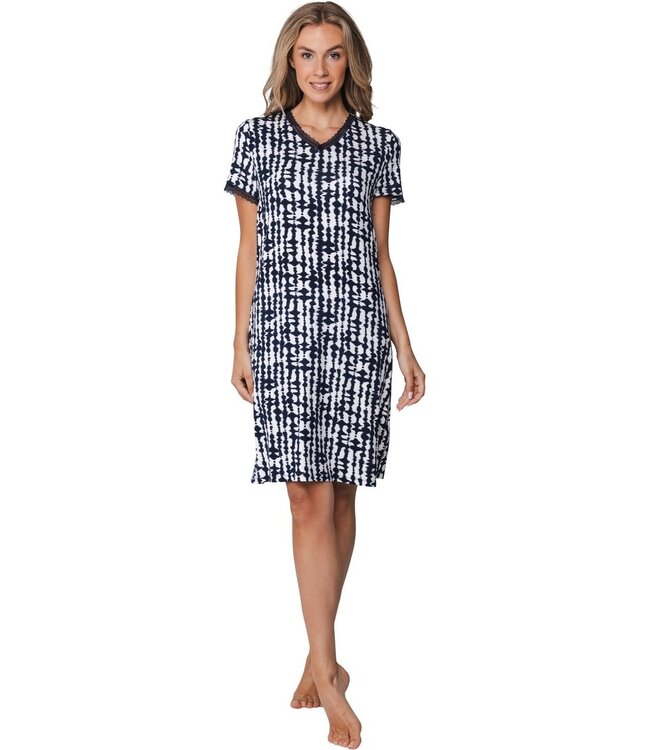 ladies blue luxury short sleeve viscose nightdress arty fashion