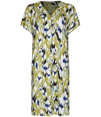 Pastunette Beach green short sleeve viscose beachdress with pleat sea bloom