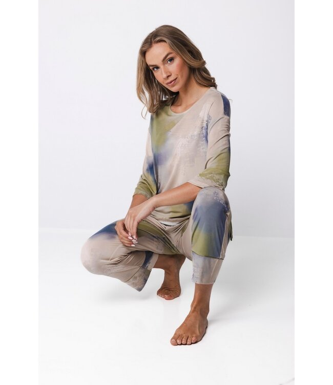 ladies 3/4 sleeve modal-elastane home-lounge pyjama fashion art
