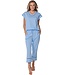 biologisch katoen dames pyjama met korte mouwen en  V-hals Pretty Blue
