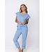 short sleeve 'v' neck organic cotton pyjama pretty blue detail