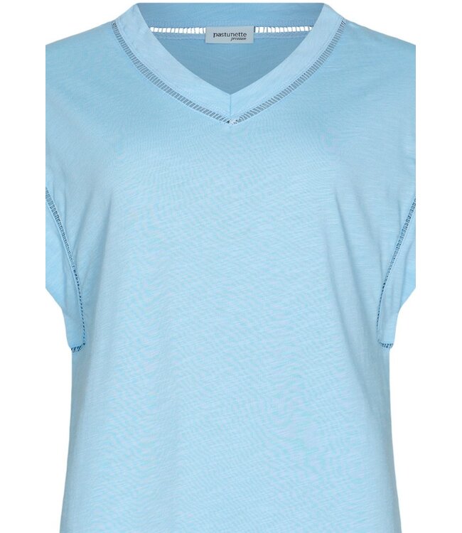 short sleeve 'v' neck organic cotton pyjama pretty blue detail