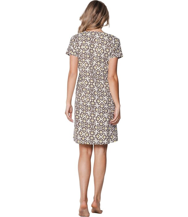 biologisch katoenen dames nachthemd korte mouw Aztec Flower