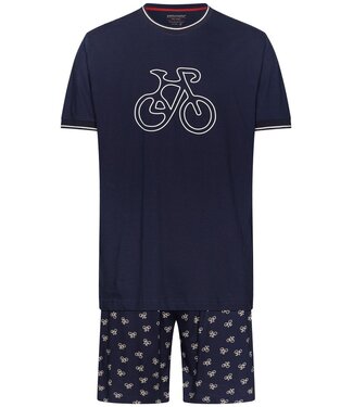 Pastunette for Men men's blue 100% cotton shorty set with round neck bike race