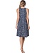 Donkerblauwe mouwloze dames strandjurk Leafy Ocean