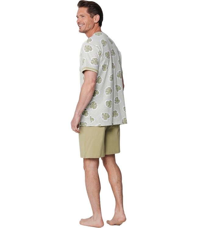 groene katoenen heren shortama met v-hals Palm Holiday