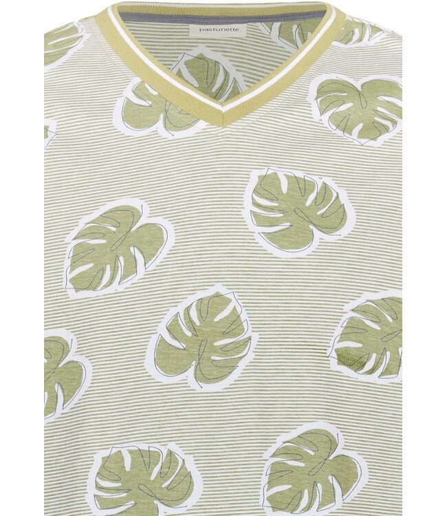 groene katoenen heren shortama met v-hals Palm Holiday