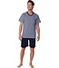 mens dark blue v neck cotton shorty set cool comfort