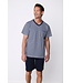 mens dark blue v neck cotton shorty set cool comfort